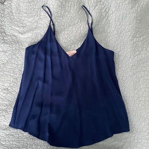 Rory Beca blue silk top. Flowy cross cross back